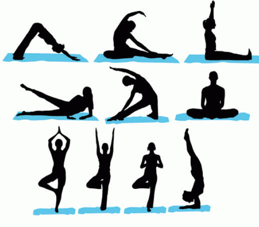 A variety of Yoga Postures help to activate many muscles and reduce stress.